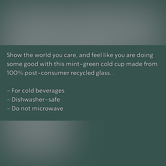 NEW Starbucks Frosted Mint Green Recycled Glass Cold To-Go Cup Tumbler 16oz - Picture 5 of 8